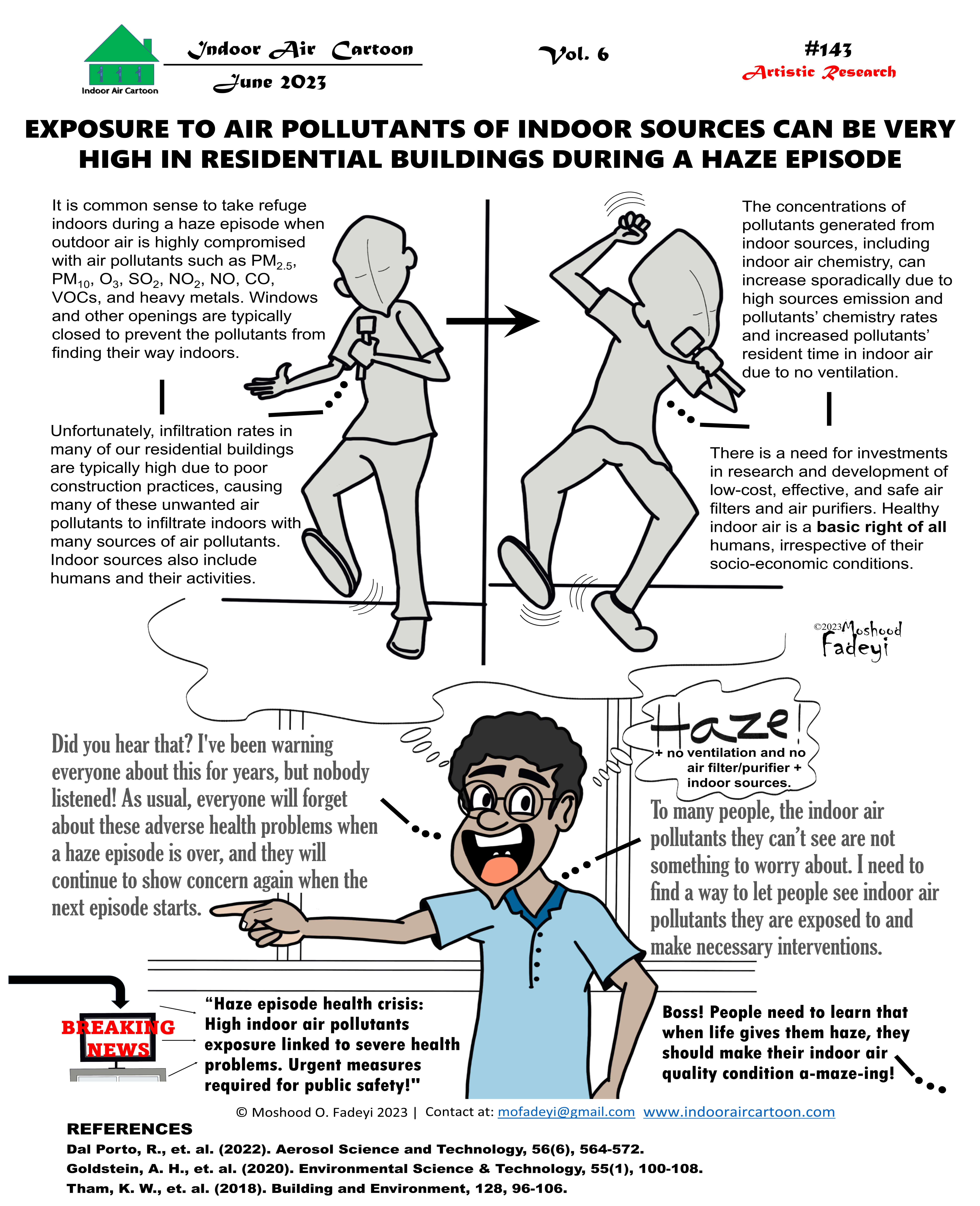 Exposure to air pollutants of indoor sources can be very high in residential buildings during a haze episode